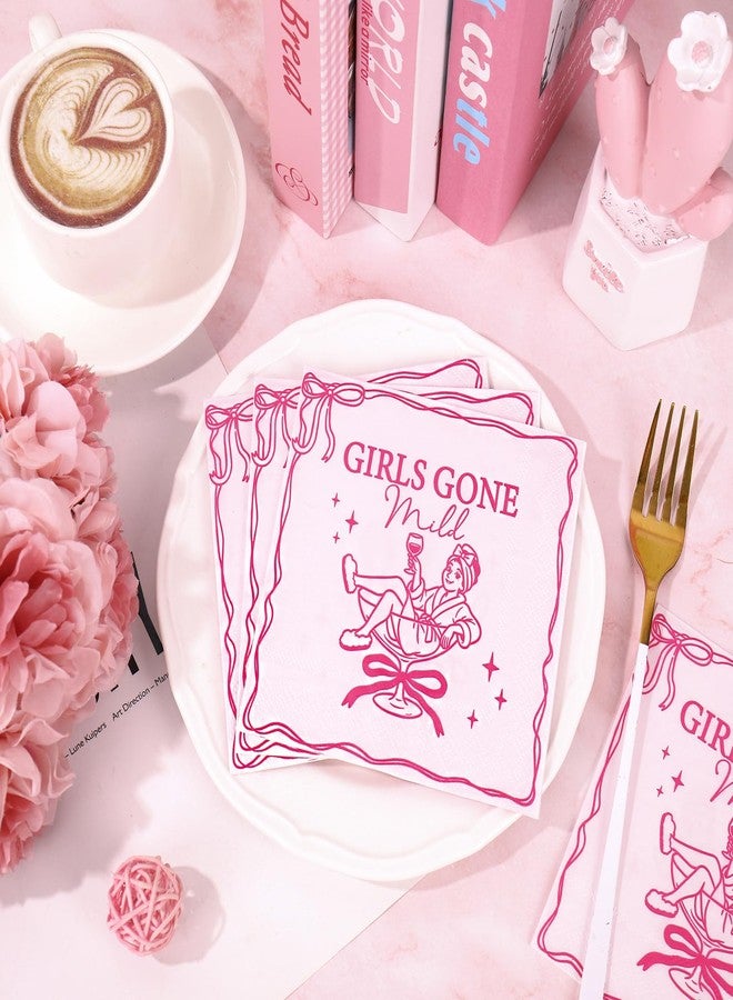 JarThenaAMCS 50 Pcs Girls Gone Mild Cocktail Napkin 3 Ply Disposable Paper Napkin Pink Drink Beverage Napkins for Galentine's Day Girls Night Bachelorette Pajama Spa Party Home Table Supplies Decor - Image 4